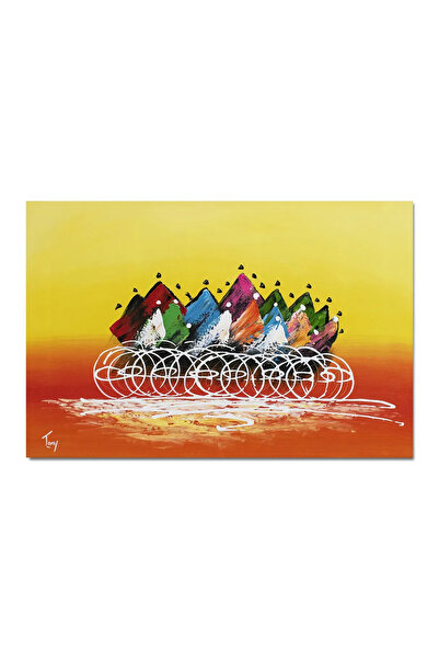 artnova Ръчно рисувана картина на колоездач, Колоездачно състезание, 90x60см ...