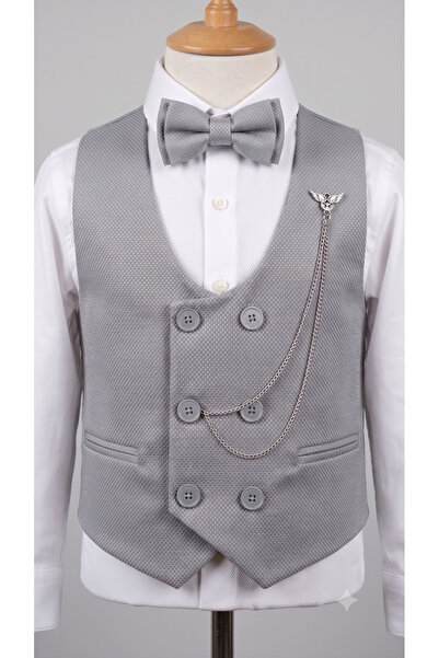 ALYRA Boys' Gray Vest Suit with Bow Tie Wedding Birthday Eid Circumcision Spe...