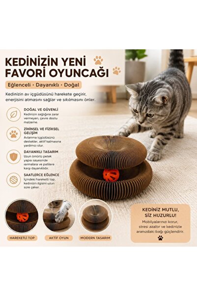 Majo Akordiyon Karton Kedi Oyuncağı, Toplu ve Kedi Otu Hediyeli