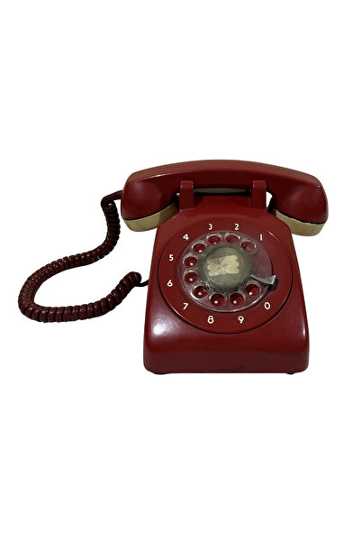 Antika Netaş Çevirmeli Telefon - Nostaljik Bordo Retro Masa Telefonu