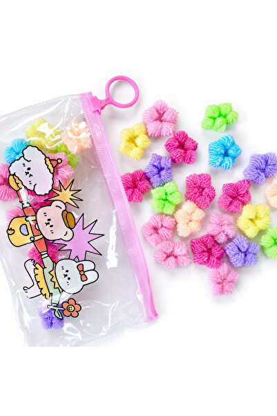 SHEKER HOME Accessories 100 Adet Bebek ve Küçük Çocuk Mini Peluş Saç Lastiği ...