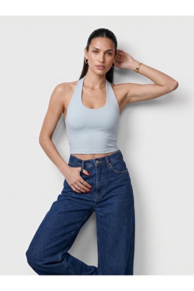 Noe Collection Kadın Halter Yaka Dar Kalıp Sırt Dekolteli Slim Fit Basic Body