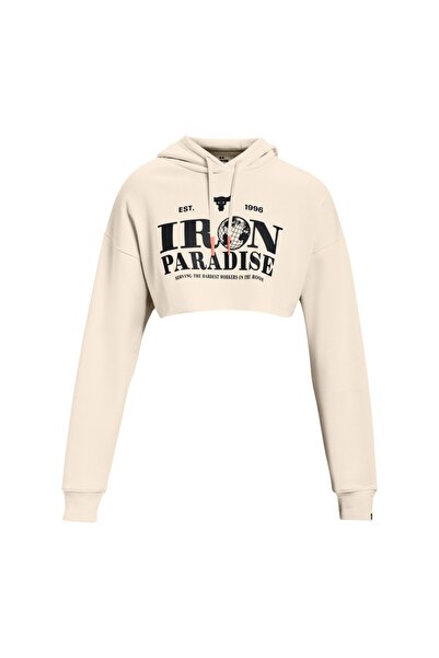 Under Armour PROJECT ROCK CROP FLCE HDY 1373606-110 Λευκό L
