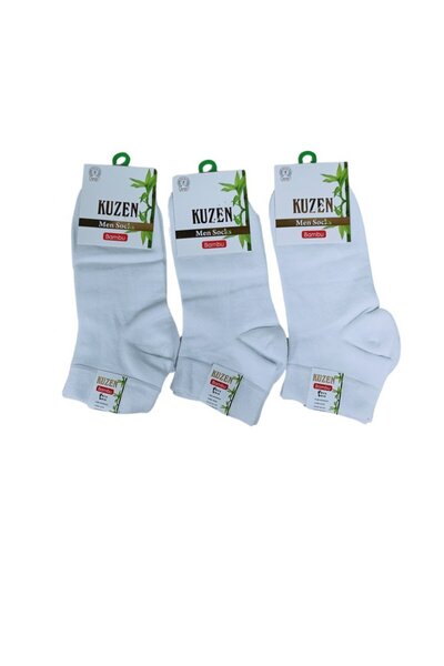 Mariposa Secret Kuzen Stitch-Free Half-Conch White Bamboo Men's Socks 6 Pieces