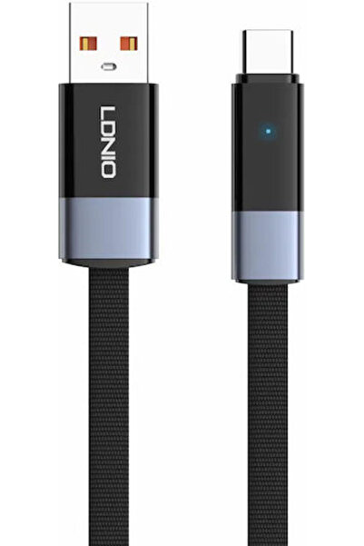 LDNIO Επίπεδο Πλεκτό Καλώδιο USB 2.0 LED, USB-C Αρσενικό - USB-A, 50W, Μαύρο, 2μ