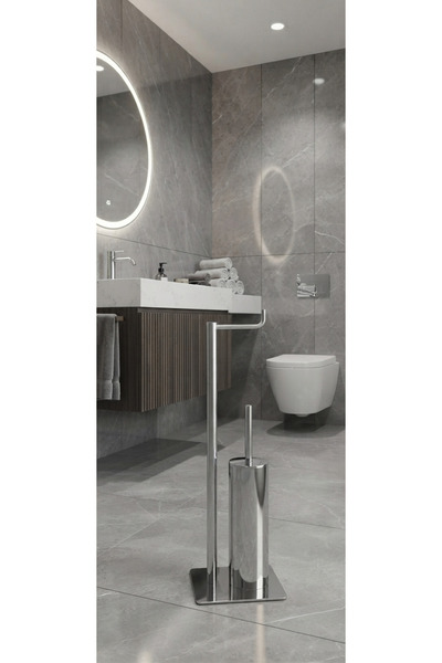 titanium design Ayaklı Wc Kağıtlık ve Fırçalık Seti