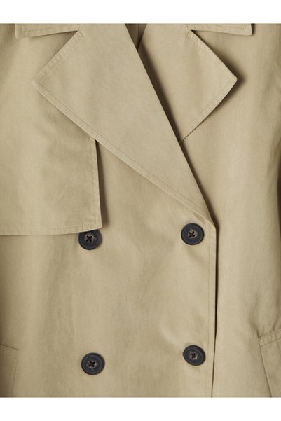 LC Waikiki Beige Double-Breasted Collared Belted Women's Trench Coat