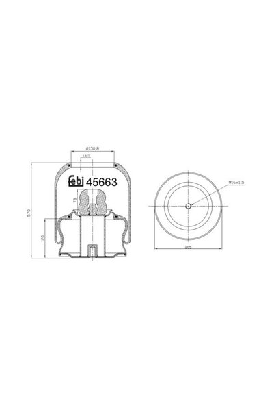 FEBI BILSTEIN Perna de Aer Spate (diametru: 130 8/205mm) Mercedes Touro (o 50...