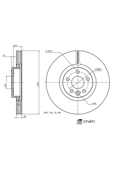 FEBI BILSTEIN Set 2 Discuri Frana Fata Dreapta/Stanga Volvo XC60 I 2.0-3.2 05...