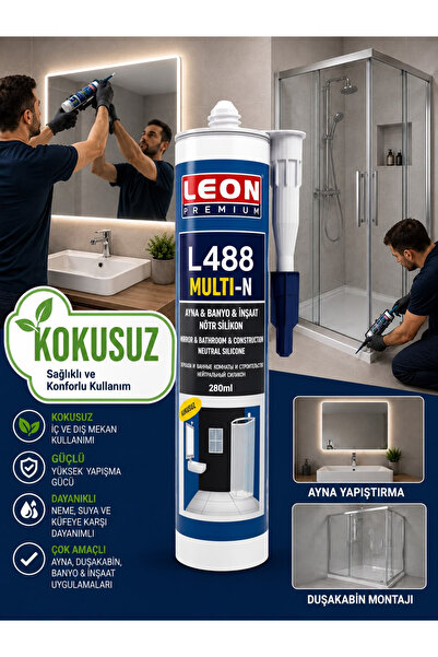 LEON PREMİUM KOKUSUZ DUŞAKABİN VE AYNA SİLİKONU KÜF TUTMAZ ŞEFFAF 330 Gram
