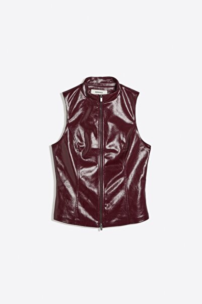 Bershka Suni deri dik yaka kolsuz top