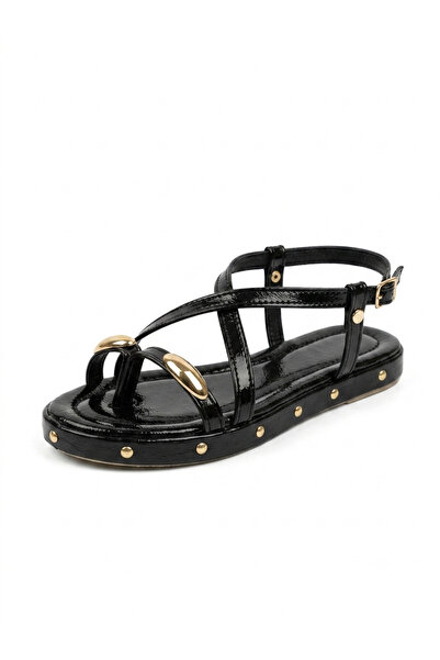 WEBORN Cream Beige Flip-Flop Thermo Non-Slip Sole Gold Stone Detailed Ankle S...