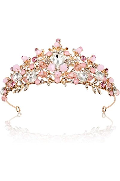 Arabest Rose Gold Tiaras, and Crowns Pink Crystal Wedding Tiaras for Women Bi...