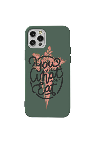 Other Apple iPhone 12 Pro You are What You Eat Dark Green Colored Silicone TP...