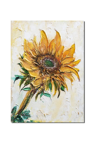 artnova Ръчно рисувана картина с импасто техника, Слънчоглед, 70x50см акрил в...