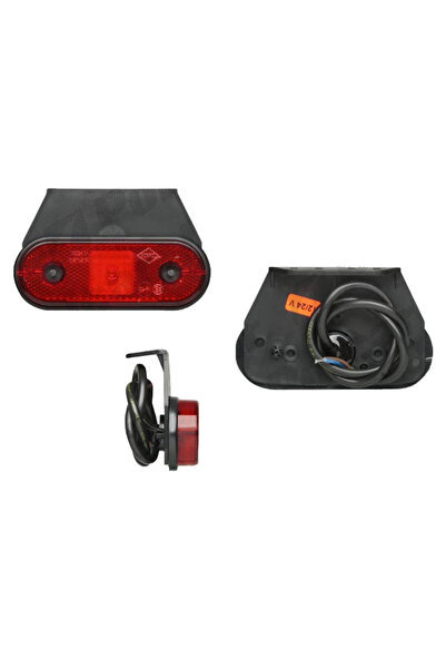 RapidAuto Lampa gabarit auto 12/24V ovala Rosie cu led, 120x67mm, cu suport f...