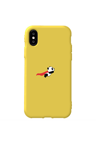 Other Apple iPhone Xs kite flying panda Yellow Colored Silicone TPU Θήκη