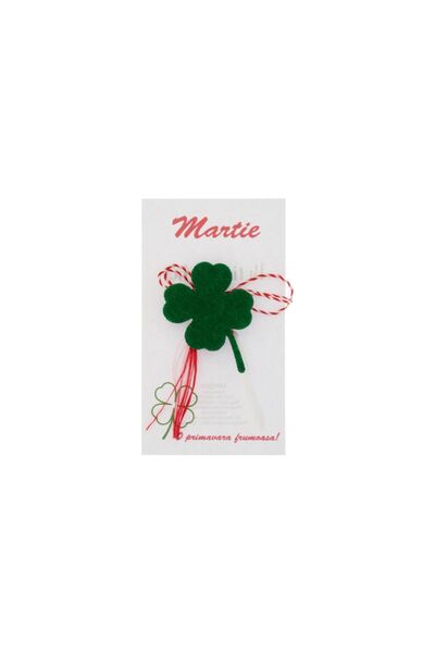 ButicCochet Broșă Martisor, Buticcochet, trifoi cu patru foi, din pâslă, verd...