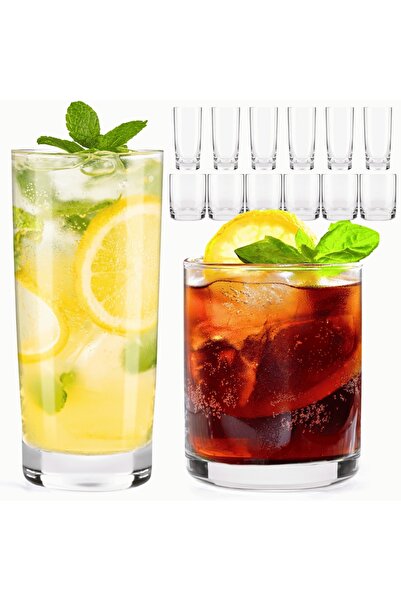 MIAMIO Σετ 12 ποτηριών για νερό/long drink, από διαφανές γυαλί, 6 x ψηλά ποτή...