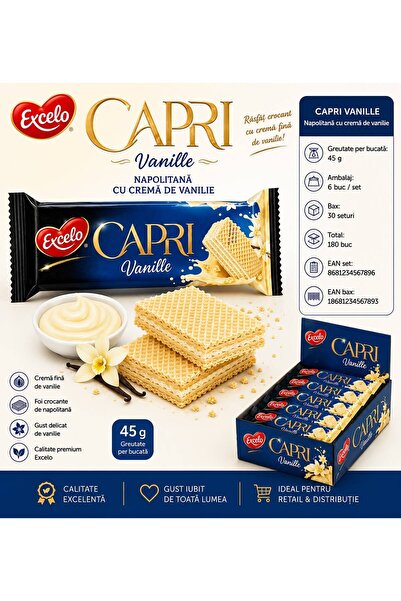 OEM КАПРИ ВАФЛА С ВАНИЛЕН КРЕМ 45 ГР (6Х30=180 БР.)