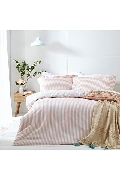 Generic The Linen Yard Hebden Double Duvet Cover Set, Cotton, Blush, Pink (HE...