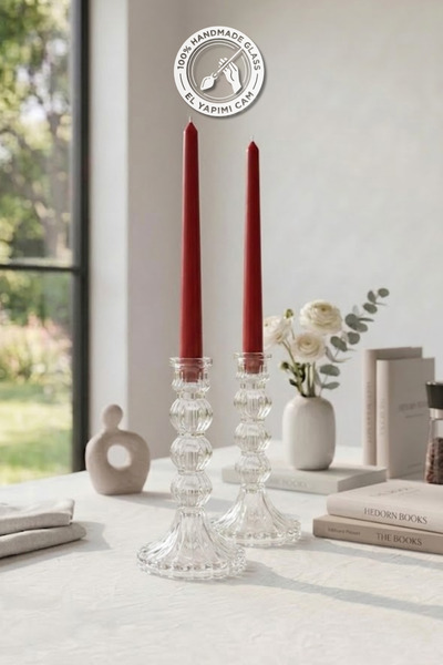 Glamis Selen Concept Linea Model Cam Şamdan & Mumluk Büyük Boy 2'li Set