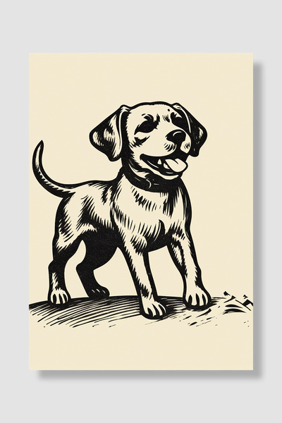 Luna Marissa Poster sa psom, radosni štene labradora, linotip, stil zidnog de...