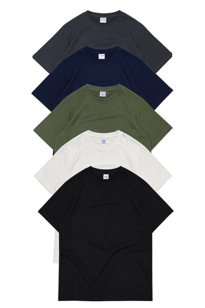 Fuddy Moda Pack of 5 Unisex Regular Fit Crew Neck T-Shirts