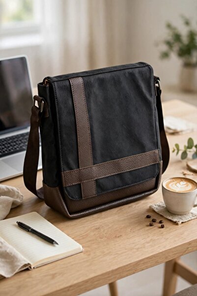 Tomato Bags Canvas Look Faux Leather Messenger Bag - 14 Inch Laptop, Shoulder...