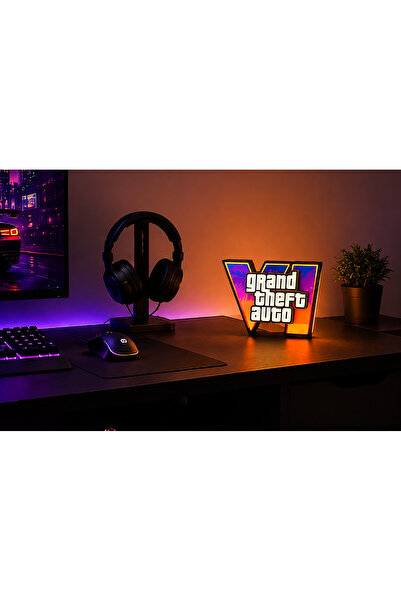 SEKO COMPANY Gta 6 Masa Üstü Aydınlatmalı Şık Dekoratif Işıklı Tablo 5V USB A...