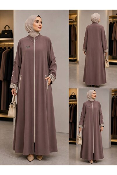 PAYİNİ 2210 Zippered Pocket Detail Standing Collar Ferace