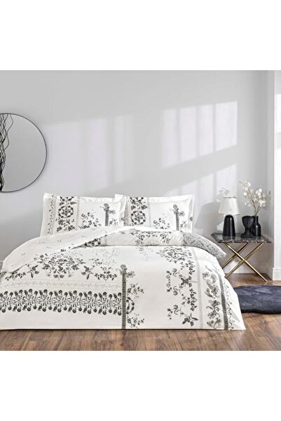 Yıldızan Nexoratech Clymena Standard Cotton Satin Duvet Cover Set, White, Dou...