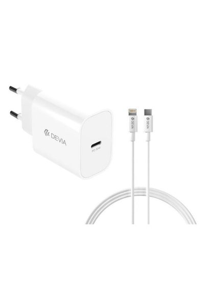 Devia Φορτιστής GaN με Θύρα USB-C και Καλώδιο USB-C - Lightning 30W Power Del...