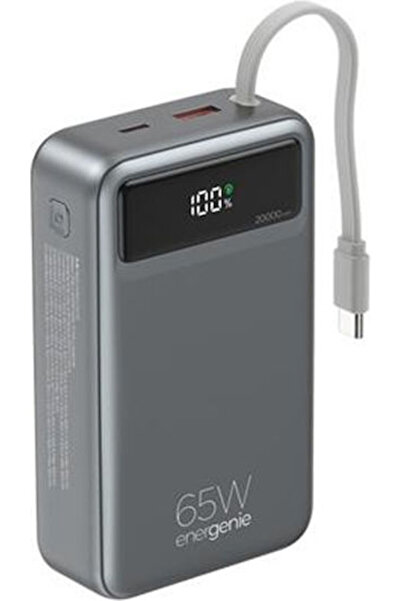 Energenie Γρήγορο Power Bank 20000mAh 65W με Θύρα USB-A και Θύρα USB-C Power ...