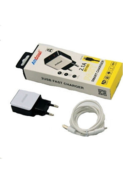 Andowl Φορτιστής με 2 θύρες USB-A και καλώδιο micro USB Λευκό (DT-T01)
