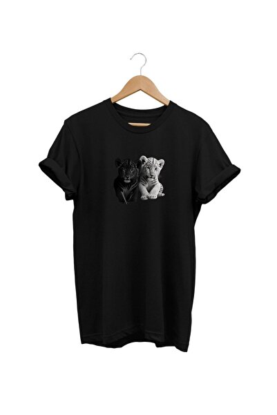 ZOKAWEAR تي شيرت أسود بطبعة نمر
