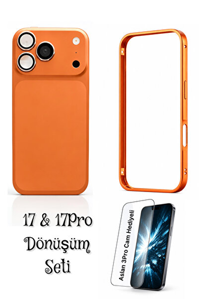ucuzmi iPhone 17 Telefonu 17Pro Dönüşüm Seti Kılıf Kapak Aslan3Pro Cam Şeffaf...