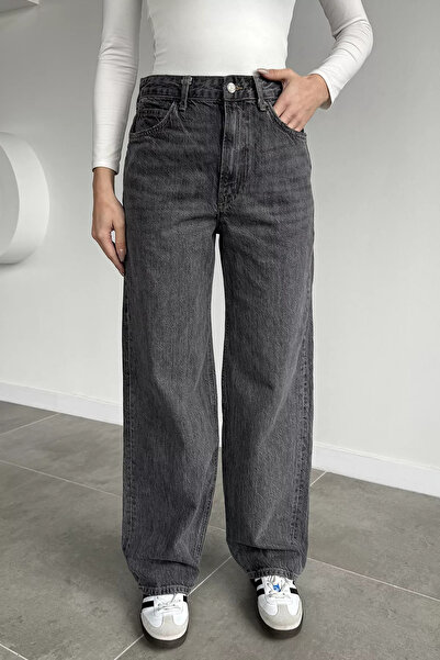 Aryena Anthracite Women's High Waist Jean Denim Pants