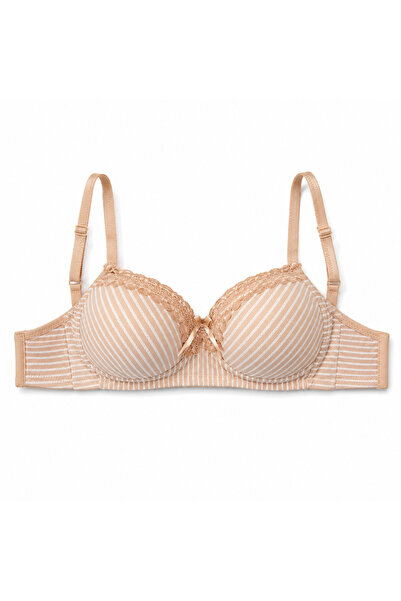 Generic Girls Padded Striped Bra with Lace Trim and Adjustable Straps | Hook ...