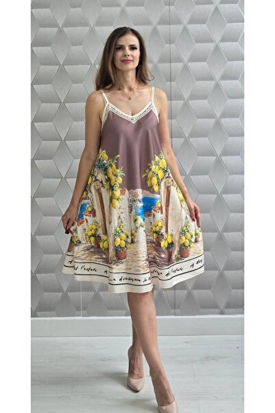 OnlyForYou Rochie Damă din Satin – Rochie Vaporoasă de Vară cu Bretele și Imp...