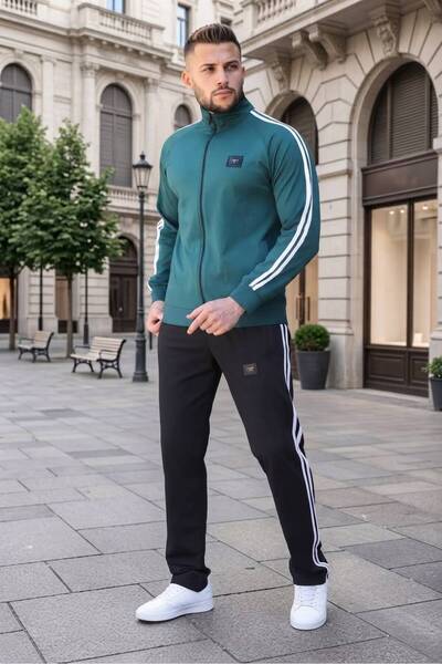 Last fashion New Season Men's Ribbed Tracksuit Set, Green