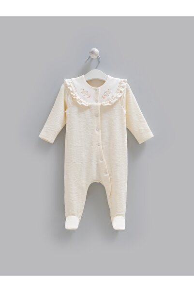 Caramell Beti Premium Embroidered Girls' Jumpsuit Beige