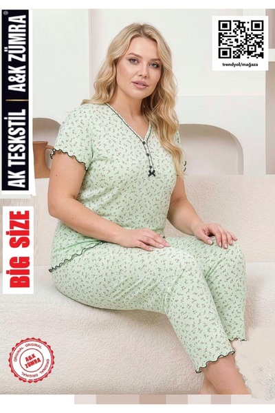 A&K ZÜMRA Natural Viscose Mother Model Women's Short Sleeve Pajama Set