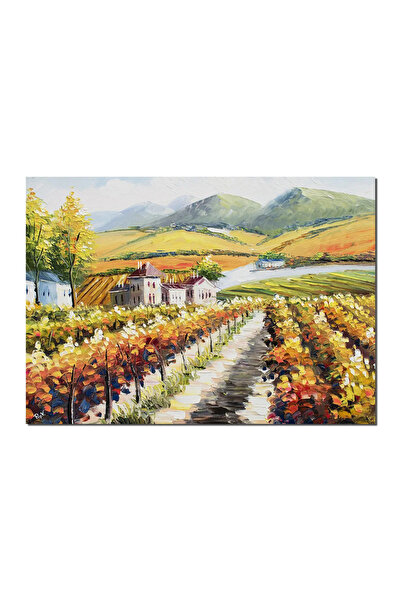 artnova Ръчно рисувана картина на лоза, Пейзаж на лозе, 70x50см маслена карти...