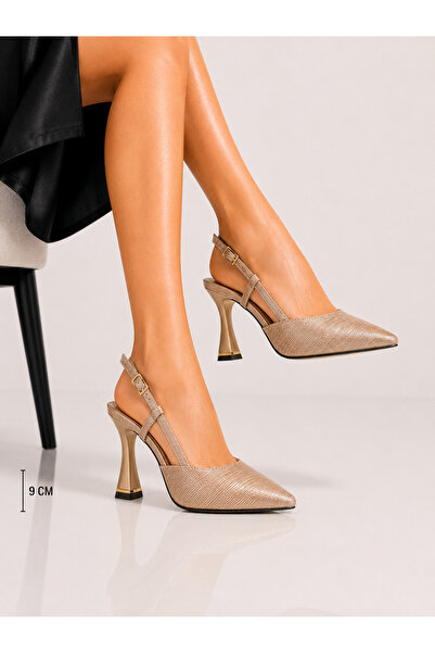 Trendline Trendy Women's Silvery Thin-Heeled Open-Back Evening Dress Heels Si...