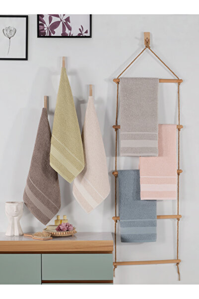Erm Çarşı Cotton 6-Piece Hand and Face Towel Set 50X85 cm Daily and Dowry Use...