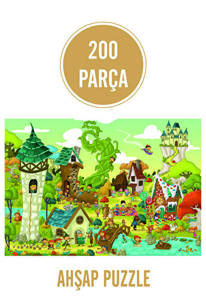 LİPYOS 200 Parça Ahşap Puzzle, Masal Kahramanları, Şato
