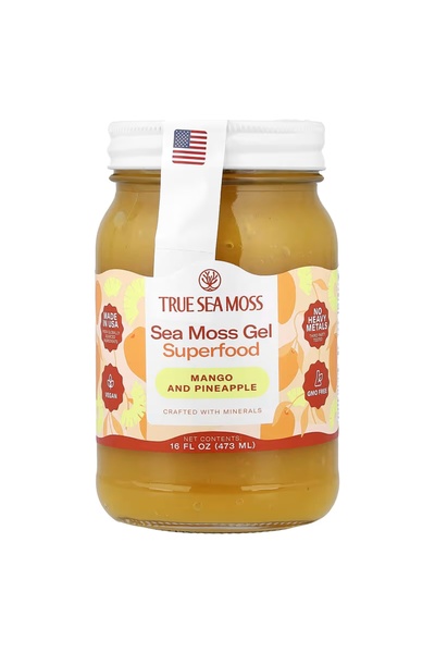 TrueSeaMoss Sea Moss Gel Superfood, Mango and Pineapple 16 fl oz 473 ml