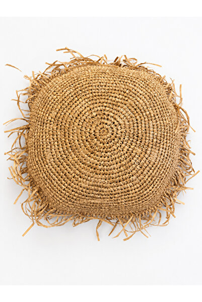 Generic Brand Handmade Raffia Straw Round Decorative Pillow 43 cm Bohemian Li...