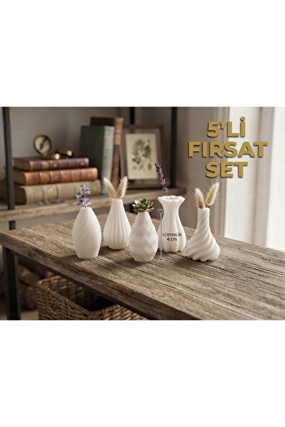 AHENDESIGN 5'li Mini Vazo Seti – Dekoratif Küçük İskandinav Tarzı Masaüstü Va...